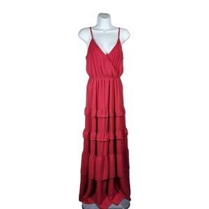 FLYING TOMATO SPAGHETTI STRAP TIERED MAXI DRESS